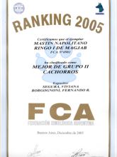 Criadero propietario de perros de raza vencedor ranking grupo II ao 2005.