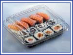 Bandejas plasticas de sushi para microondas y bolsas plasticas.